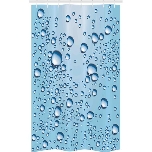 Abakuhaus Tenda Da Doccia Moderna Stretta, Vetro Con Macchie D'acqua, Set Decorativo Per Bagno In Tessuto Con Ganci, 120 X 180 Cm, Azzurro Bianco-image