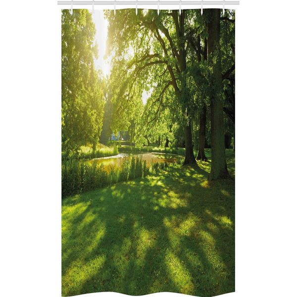 Abakuhaus Paesaggio Tenda Da Doccia Stretta, Summer Park Amburgo, Set Decorativo Per Bagno In Tessuto Con Ganci, 120 X 180 Cm, Verde-image