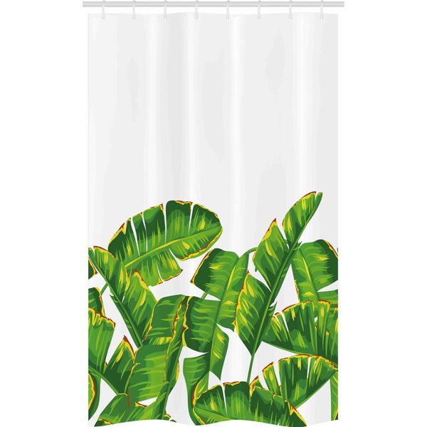 Abakuhaus Tenda Da Doccia Stretta Naturale, Vibrant Tropical Foliage, Set Decorativo Per Bagno In Tessuto Con Ganci, 120 X 180 Cm, Verde Cacciatore Giallo-image