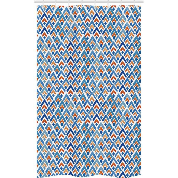 Abakuhaus Giapponese Tenda Da Doccia Stretta, Arte Acquerello Chevron, Set Decorativo Per Bagno In Tessuto Con Ganci, 120 X 180 Cm, Azzurro Pallido Arancione-image