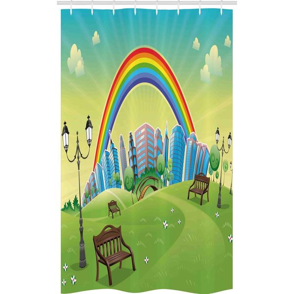 Abakuhaus Tenda Da Doccia Colorata E Stretta, Arcobaleno E Fiori, Set Decorativo Per Bagno In Tessuto Con Ganci, 120 X 180 Cm, Multicolore-image