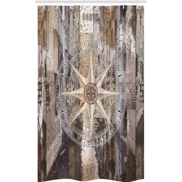 Abakuhaus Marine Life Tenda Da Doccia Stretta, Compass Marine Ocean, Set Decorativo Per Bagno In Tessuto Con Ganci, 120 X 180 Cm, Marrone-image