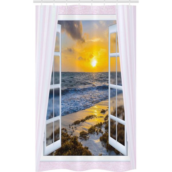 Abakuhaus Tenda Da Doccia Stretta, Open Window Alba Sul Mare, Set Decorativo Per Bagno In Tessuto Con Ganci, 120 X 180 Cm, Multicolore-image