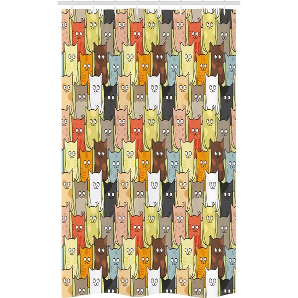 Abakuhaus Tenda Da Doccia Stretta Per Gatti, Divertente Cartone Animato Colorato, Set Decorativo Per Bagno In Tessuto Con Ganci, 120 X 180 Cm, Multicolore-image
