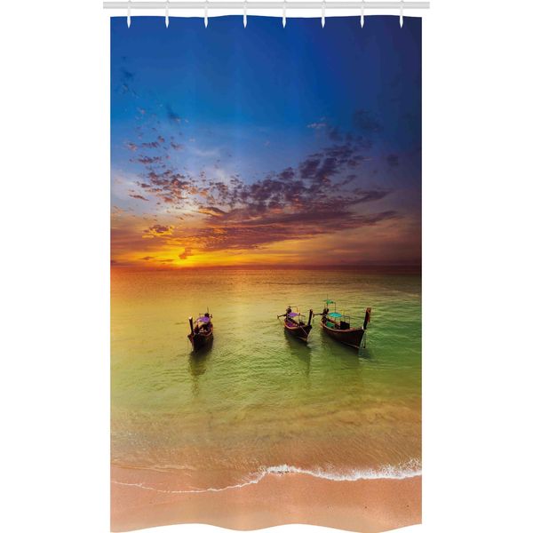 Abakuhaus Tenda Da Doccia Tropicale Stretta, Thailandia Barca Nell'oceano, Set Decorativo Per Bagno In Tessuto Con Ganci, 120 X 180 Cm, Multicolore-image