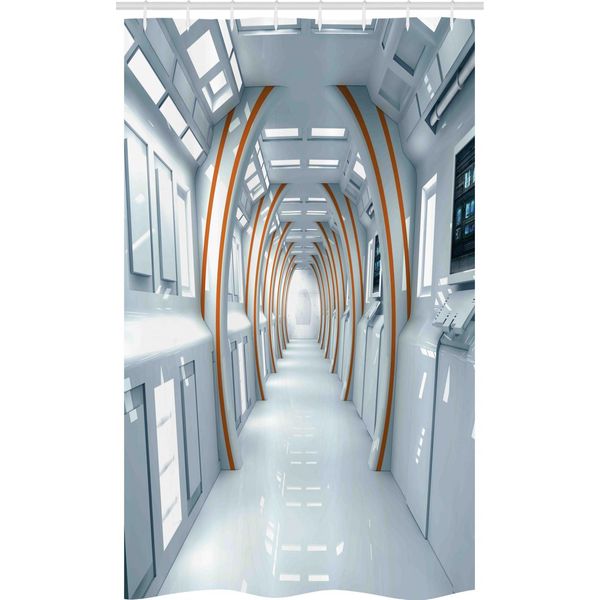 Abakuhaus Borgogna Tenda Da Doccia Stretta, Futuro Cuore Moderno, Set Decorativo Per Bagno In Tessuto Con Ganci, 120 X 180 Cm, Rosso Rubino-image