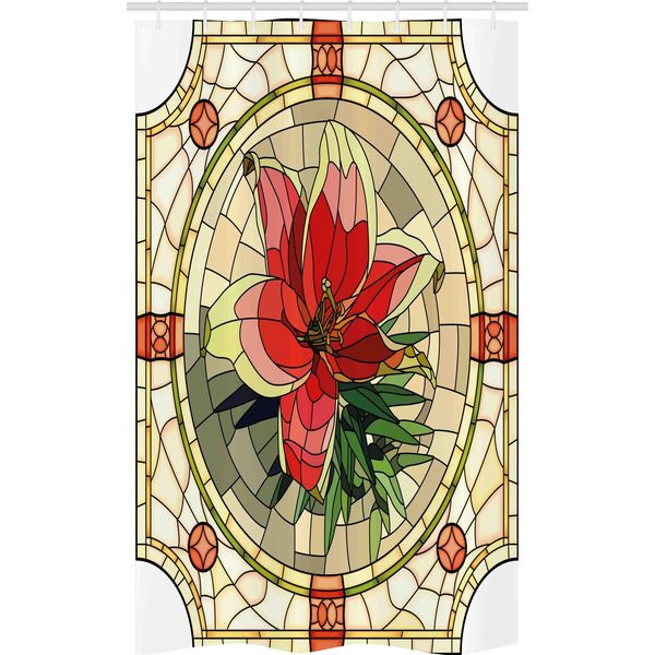 Abakuhaus Tenda Da Doccia Colorata E Stretta, Fiori E Foglie Di Giglio, Set Decorativo Per Bagno In Tessuto Con Ganci, 120 X 180 Cm, Multicolore-image