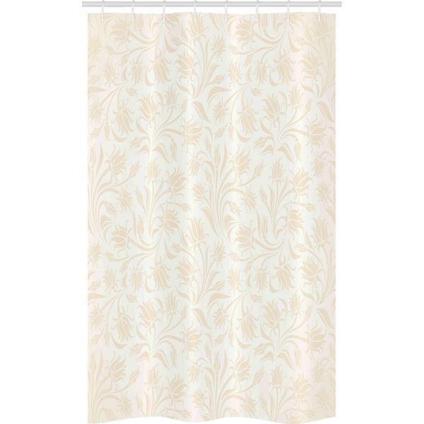 Abakuhaus Tenda Da Doccia Stretta Color Avorio, Fiori Barocchi, Set Decorativo Per Bagno In Tessuto Con Ganci, 120 X 180 Cm, Crema-image