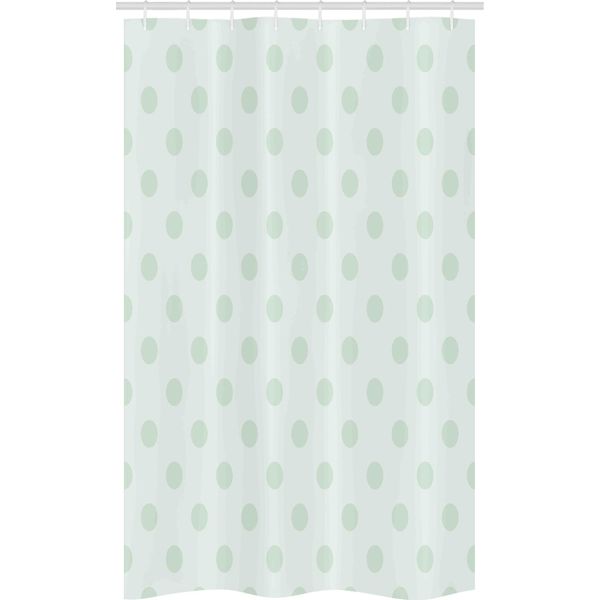 Abakuhaus Tenda Da Doccia Stretta Retrò, Classico A Pois, Set Decorativo Per Bagno In Tessuto Con Ganci, 120 X 180 Cm, Verde Mandorla-image