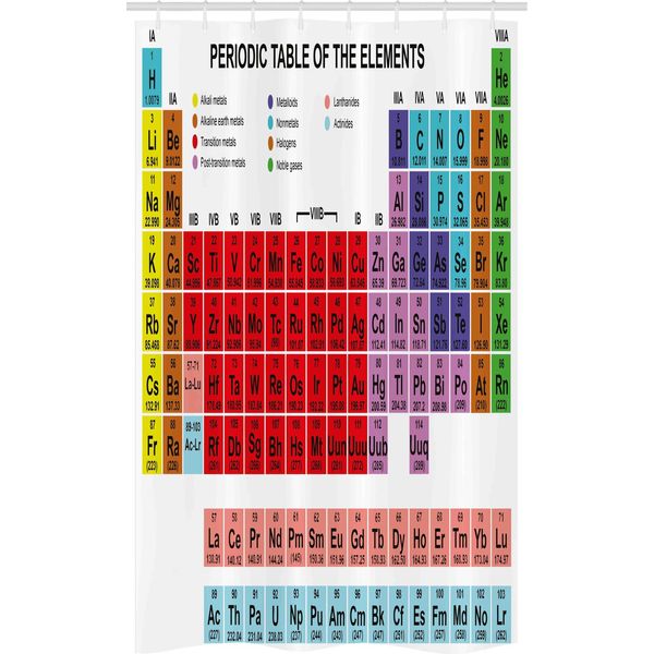 Abakuhaus Tenda Da Doccia Stretta Con Sistema Periodico, Vivid Classico, Set Decorativo Per Bagno In Tessuto Con Ganci, 120 X 180 Cm, Multicolore-image