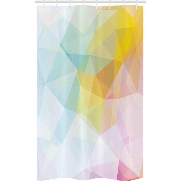 Abakuhaus Astratto Tenda Da Doccia Stretta, Quadrati E Linee Nette, Set Decorativo Per Bagno In Tessuto Con Ganci, 120 X 180 Cm, Azzurro Pallido Giallo-image