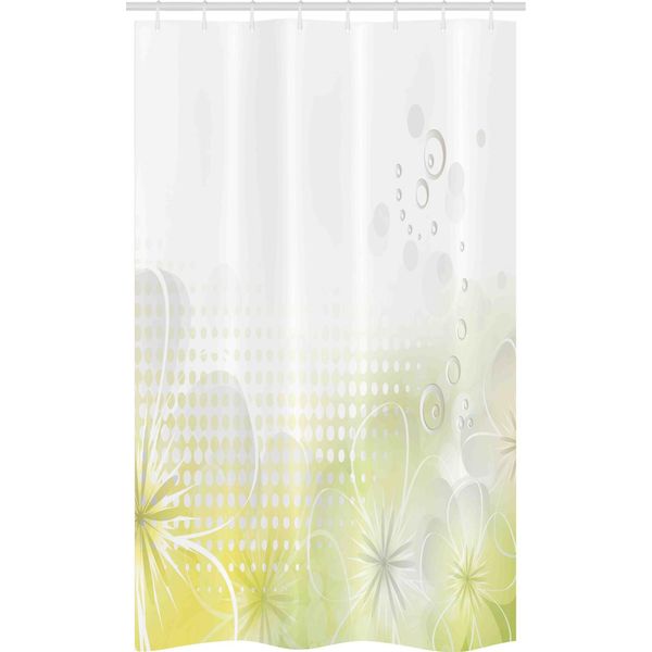 Abakuhaus Tenda Da Doccia Astratta Stretta, Fiori Bubbles, Set Decorativo Per Bagno In Tessuto Con Ganci, 120 X 180 Cm, Giallo Pallido Grigio Chiaro-image