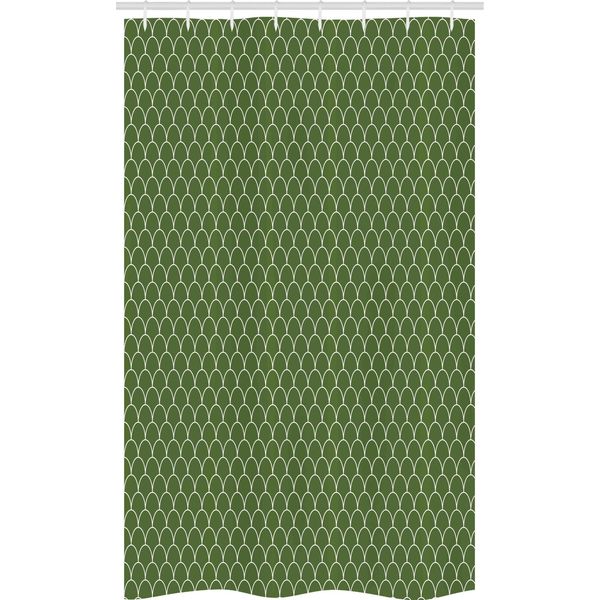 Abakuhaus Tenda Da Doccia Verde Stretta, Forma Geometrica Ondulata, Set Decorativo Per Bagno In Tessuto Con Ganci, 120 X 180 Cm, Verde Oliva E Bianco-image