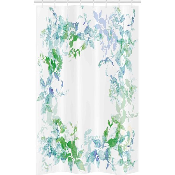 Abakuhaus Tenda Da Doccia Stretta Con Motivo A Menta, Acquerello Con Ghirlanda Primaverile, Set Decorativo Per Bagno In Tessuto Con Ganci, 120 X 180 Cm, Seafoam Violet-image