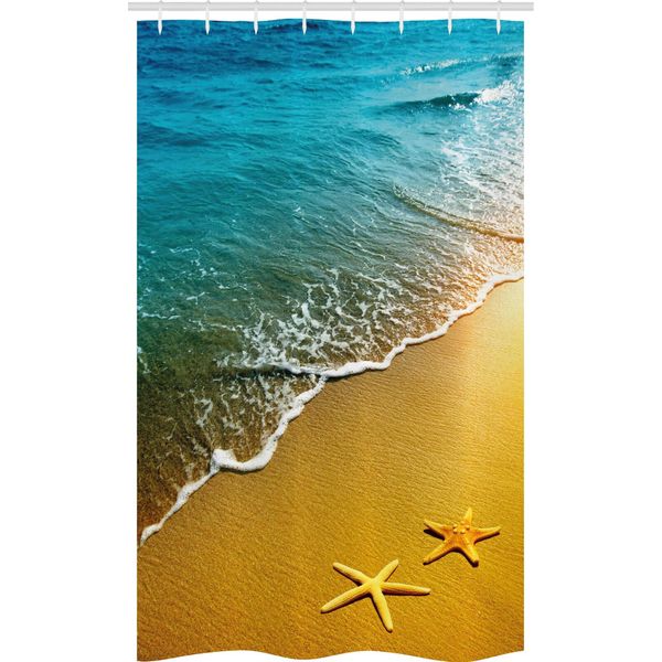 Abakuhaus Tenda Da Doccia Stretta Con Motivo A Stella Marina, Tramonto Estivo, Set Decorativo Per Bagno In Tessuto Con Ganci, 120 X 180 Cm, Multicolore-image