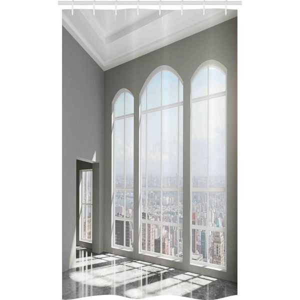 Abakuhaus Tenda Da Doccia Urbana Stretta, Tramonto A New York City, Set Decorativo Per Bagno In Tessuto Con Ganci, 120 X 180 Cm, Bianco-image