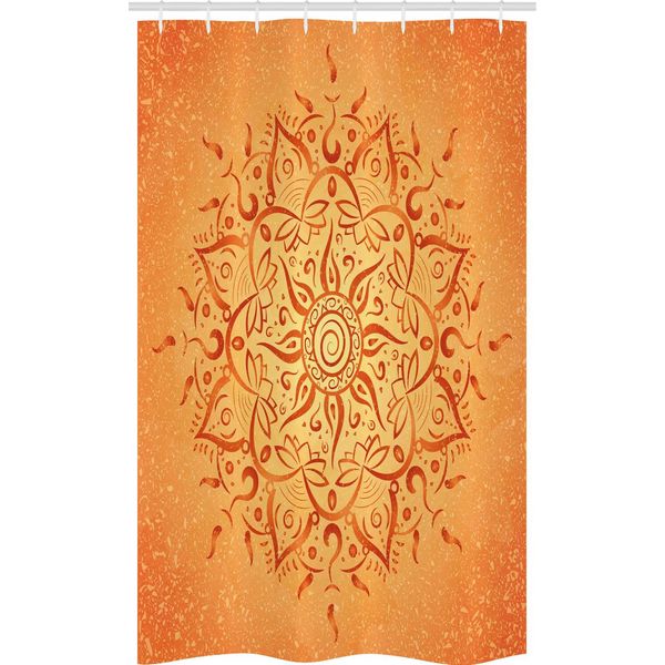 Abakuhaus Tenda Da Doccia Stretta, Mandala Arancione, Set Decorativo Per Bagno In Tessuto Con Ganci, 120 X 180 Cm, Arancione-image