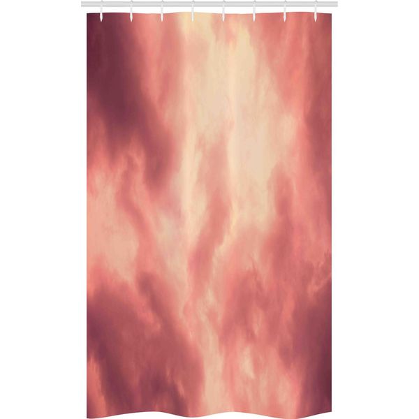 Abakuhaus Corallo Tenda Da Doccia Stretta, Majestic Abendhimmel Morbida, Set Decorativo Per Bagno In Tessuto Con Ganci, 120 X 180 Cm, Corallo Scuro Rosso Corallo-image