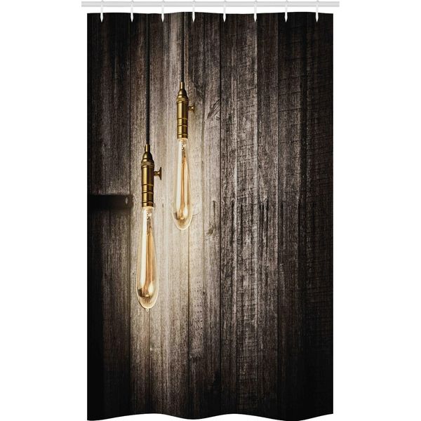 Abakuhaus Tenda Da Doccia Industriale Stretta, Stile Retrò Elettrico, Set Decorativo Per Bagno In Tessuto Con Ganci, 120 X 180 Cm, Giallo Chiaro Marrone-image