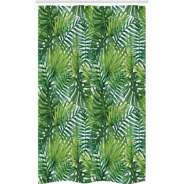 Abakuhaus Tenda Da Doccia Stretta, Foglie Di Alberi Acquerellate, Set Decorativo Per Bagno In Tessuto Con Ganci, 120 X 180 Cm, Verde Chiaro Verde Scuro-image