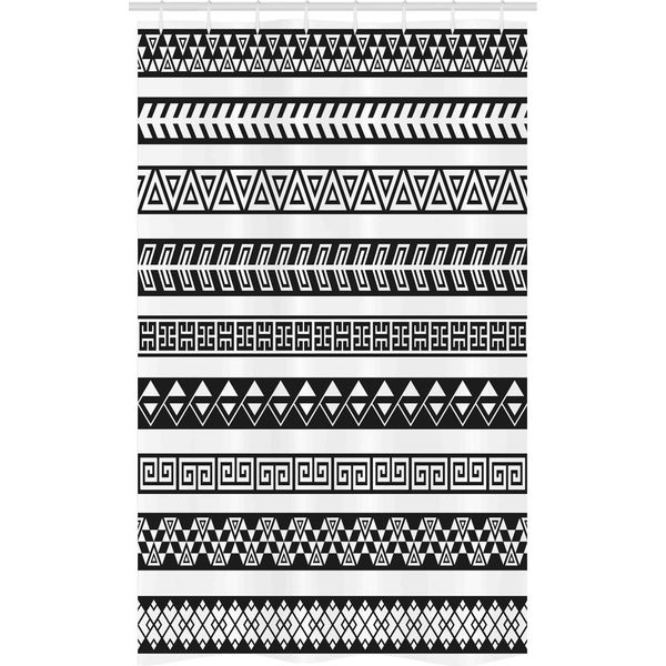 Abakuhaus Boho Tenda Da Doccia Stretta, Bordi Americani, Set Decorativo Per Bagno In Tessuto Con Ganci, 120 X 180 Cm, Bianco E Nero-image