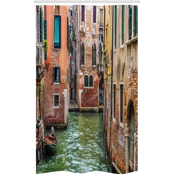 Abakuhaus Venezia Tenda Da Doccia Stretta, Strade Famose Sull'acqua, Set Decorativo Per Bagno In Tessuto Con Ganci, 120 X 180 Cm, Multicolore-image