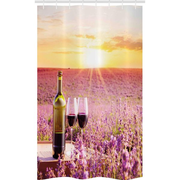 Abakuhaus Tenda Da Doccia Stretta, Blooming Lavender Picnic, Set Decorativo Per Bagno In Tessuto Con Ganci, 120 X 180 Cm, Lavanda Giallo Verde-image