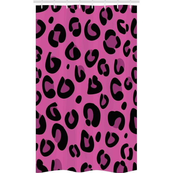 Abakuhaus Tenda Da Doccia Stretta Rosa Shocking, Pelle Di Leopardo, Set Decorativo Per Bagno In Tessuto Con Ganci, 120 X 180 Cm, Nero Rosa-image