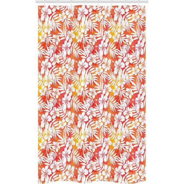 Abakuhaus Tenda Da Doccia Stretta Arancione, Acquerello Fantasia Aloha, Set Decorativo Per Bagno In Tessuto Con Ganci, 120 X 180 Cm, Yellow Coral Bianco-image
