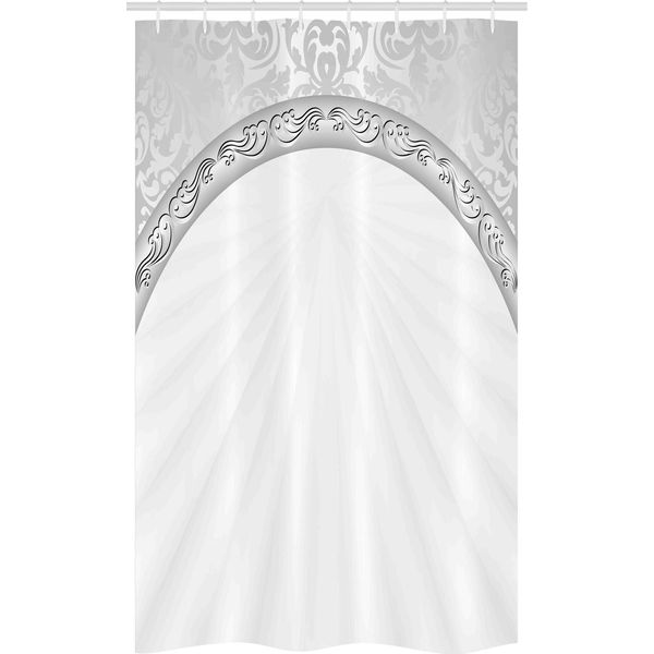 Abakuhaus Tenda Da Doccia Stretta In Damasco, Decorazioni Astratte Retrò, Set Decorativo Per Bagno In Tessuto Con Ganci, 120 X 180 Cm, Grigio Chiaro Bianco-image