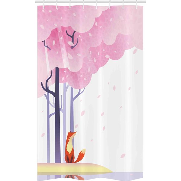 Abakuhaus Fuchs Tenda Da Doccia Stretta, Rosa Primaverile Sakura Idylle, Set Decorativo Per Bagno In Tessuto Con Ganci, 120 X 180 Cm, Rosa Pallido Lavanda-image