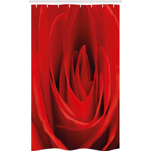 Abakuhaus Tenda Da Doccia Stretta Rose, Bellezza Naturale Red Blossom, Set Decorativo Per Bagno In Tessuto Con Ganci, 120 X 180 Cm, Rosso Cinabro-image