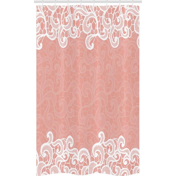 Abakuhaus Tenda Da Doccia Stretta Color Pesca, Design Latsch, Set Decorativo Per Bagno In Tessuto Con Ganci, 120 X 180 Cm, Bianco Corallo-image