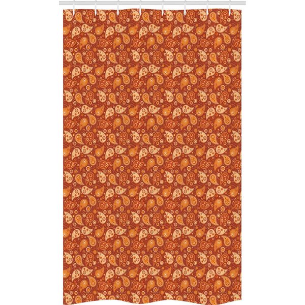 Abakuhaus Tenda Da Doccia Stretta Arancione, Fiori Paisley Retrò, Set Decorativo Per Bagno In Tessuto Con Ganci, 120 X 180 Cm, Crema Arancione Redwood-image