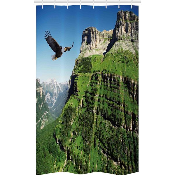 Abakuhaus Adler Tenda Da Doccia Stretta, Vogelberg Fly, Set Decorativo Per Bagno In Tessuto Con Ganci, 120 X 180 Cm, Verde Blu Nero-image