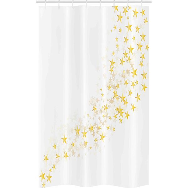 Abakuhaus Tenda Da Doccia Stretta Gialla E Bianca, Stelle, Set Decorativo Per Bagno In Tessuto Con Ganci, 120 X 180 Cm, Giallo Bianco-image