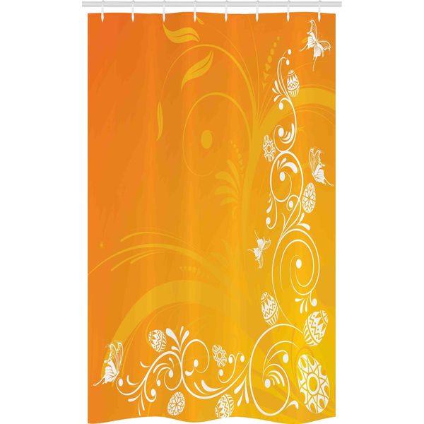 Abakuhaus Tenda Da Doccia Stretta Arancione, Decorata A Tema Pasquale, Set Decorativo Per Bagno In Tessuto Con Ganci, 120 X 180 Cm, Arancione Giallo Bianco-image