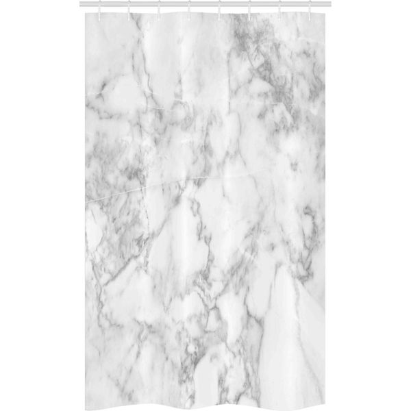 Abakuhaus Tenda Da Doccia Stretta In Marmo, Granito Naturale Maculato, Set Decorativo Per Bagno In Tessuto Con Ganci, 120 X 180 Cm, Grigio Chiaro Sabbia-image