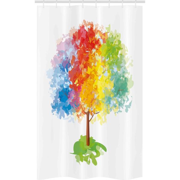 Abakuhaus Tenda Da Doccia Stretta Arcobaleno, Albero Astratto Natura, Set Decorativo Per Bagno In Tessuto Con Ganci, 120 X 180 Cm, Multicolore-image