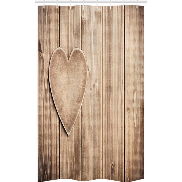 Abakuhaus San Valentino Tenda Da Doccia Stretta, Cuori Rustici, Set Decorativo Per Bagno In Tessuto Con Ganci, 120 X 180 Cm, Marrone Chiaro-image