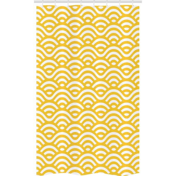 Abakuhaus Tenda Da Doccia Stretta Gialla E Bianca, Onde Dell'oceano, Set Decorativo Per Bagno In Tessuto Con Ganci, 120 X 180 Cm, Marigold White-image