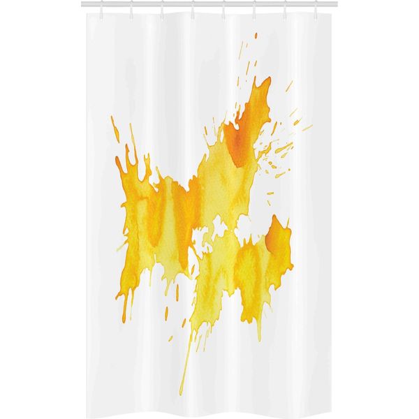Abakuhaus Tenda Da Doccia Stretta Gialla E Bianca, Macchie Di Colore, Set Decorativo Per Bagno In Tessuto Con Ganci, 120 X 180 Cm, Calendula Gialla-image