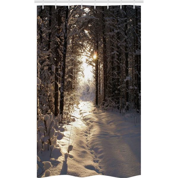 Abakuhaus Tenda Da Doccia Stretta Gialla E Bianca, Wild Flowers, Set Decorativo Per Bagno In Tessuto Con Ganci, 120 X 180 Cm, Giallo Bianco-image