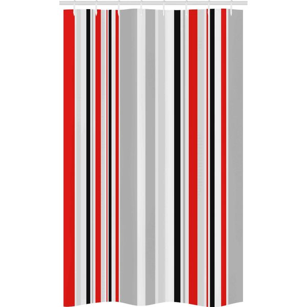 Abakuhaus Tenda Da Doccia Stretta, Linee Astratte Retrò, Set Decorativo Per Bagno In Tessuto Con Ganci, 120 X 180 Cm, Grigio Pallido Vermiglio-image