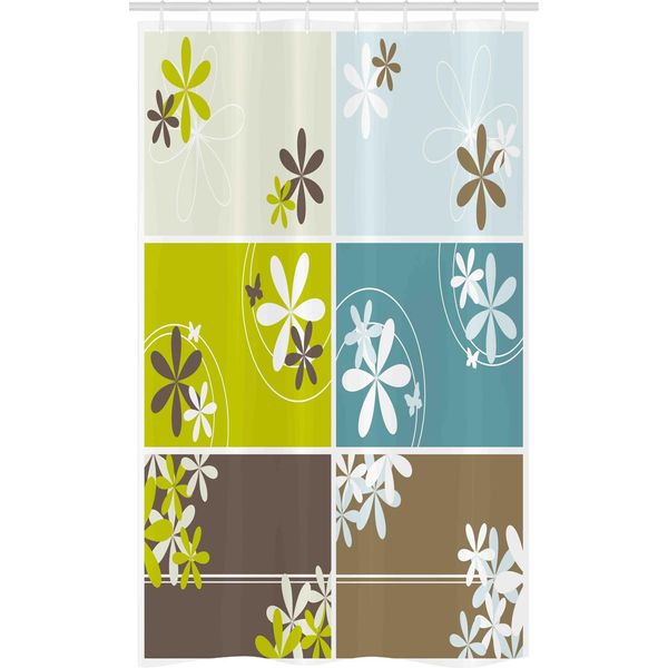 Abakuhaus Tenda Da Doccia Stretta Con Motivi Floreali, Fiori Ispirati Alla Primavera, Set Decorativo Per Bagno In Tessuto Con Ganci, 120 X 180 Cm, Multicolore-image
