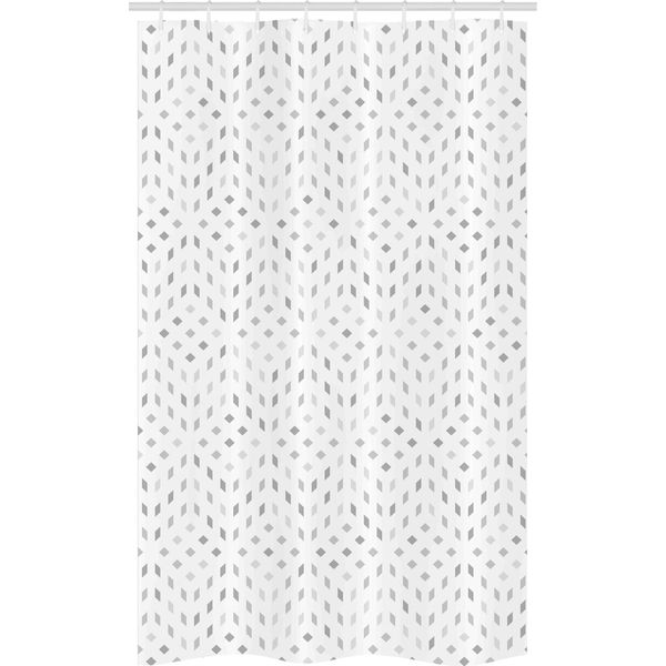 Abakuhaus Grigio E Bianco Tenda Da Doccia Stretta, Mosaico Arte Digitale, Set Decorativo Per Bagno In Tessuto Con Ganci, 120 X 180 Cm, Grigio Bianco-image