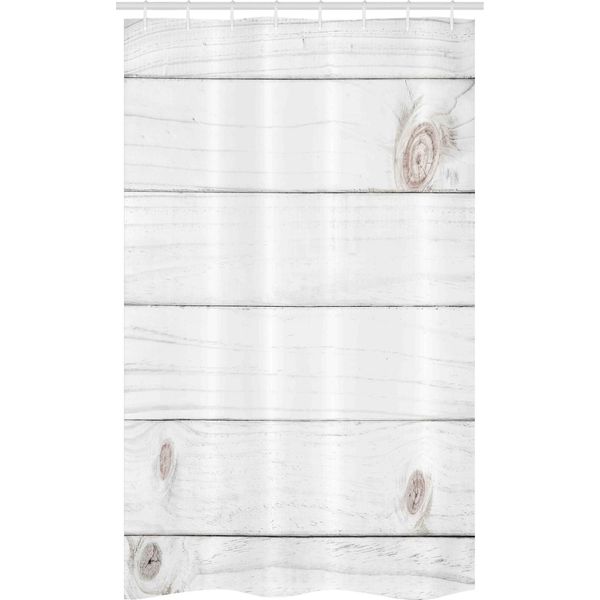 Abakuhaus Grigio E Bianco Tenda Da Doccia Stretta, Design Rustico, Set Decorativo Per Bagno In Tessuto Con Ganci, 120 X 180 Cm, Bianco-image