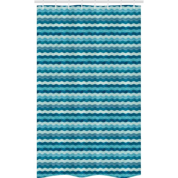 Abakuhaus Tenda Da Doccia Astratta Stretta, Onde Oceaniche Nell'acqua, Set Decorativo Per Bagno In Tessuto Con Ganci, 120 X 180 Cm, Turchese Verde Acqua-image