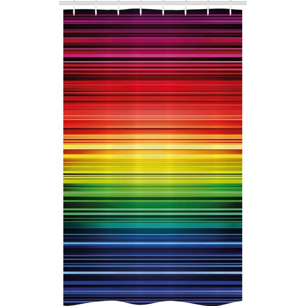 Abakuhaus Tenda Da Doccia Astratta Stretta, Strisce Arcobaleno Neon, Set Decorativo Per Bagno In Tessuto Con Ganci, 120 X 180 Cm, Multicolore-image