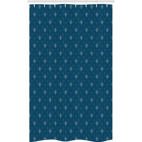 Abakuhaus Fleur De Lis Tenda Da Doccia Stretta, Design Medievale, Set Decorativo Per Bagno In Tessuto Con Ganci, 120 X 180 Cm, Blu Grigio-image